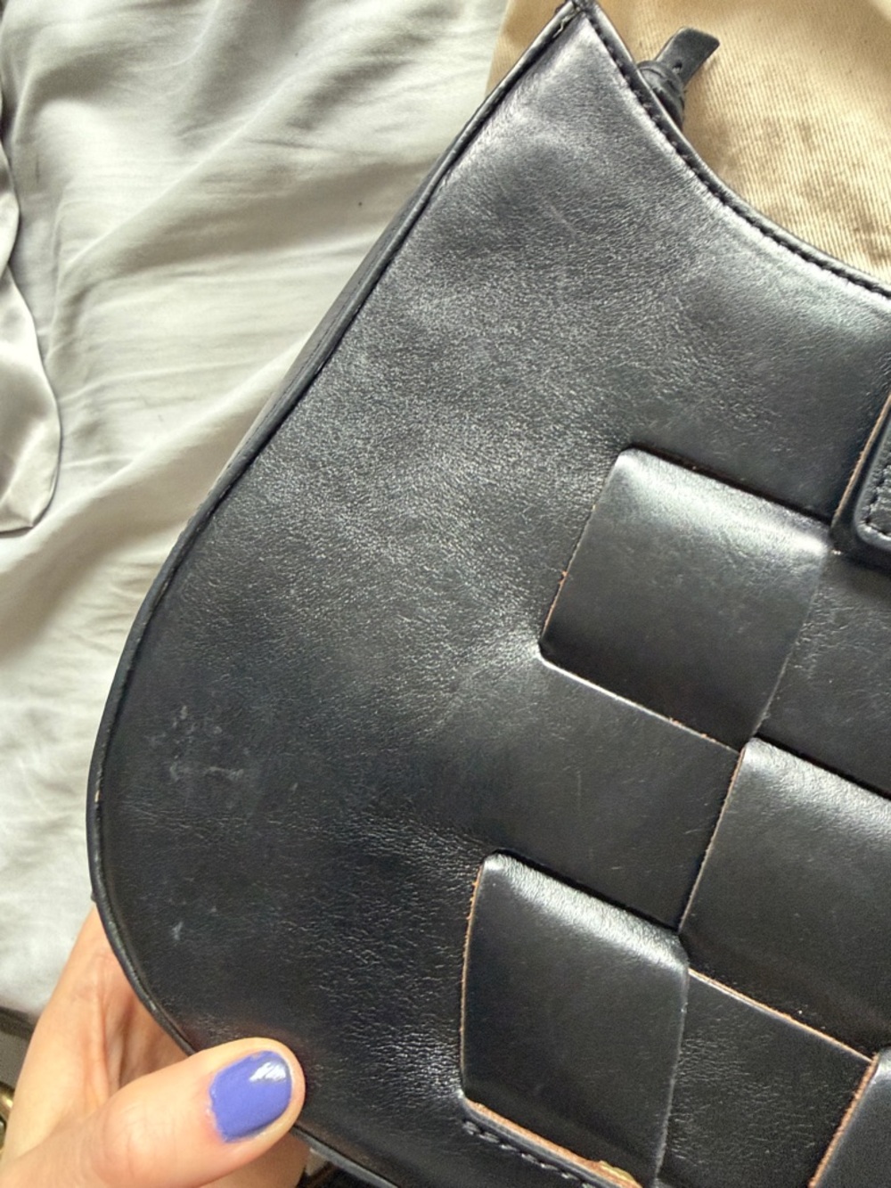 Hereu Bauza Black Leather Structured Shoulder Bag with Woven Front Detail - Picture 12 of 16